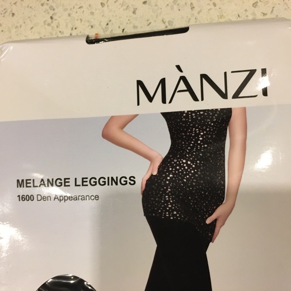 Manzi leggings 2 Pair Melange 1600 Den Footless Opaque Black M / L New No. 6692 - Picture 3 of 7